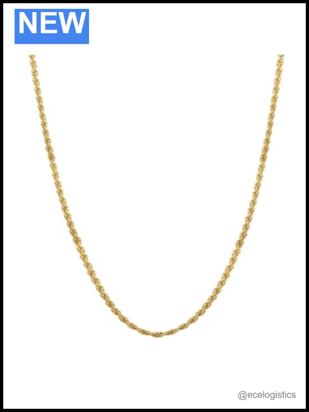 14k Solid Yellow Gold Rope Chain Necklace Lobster Clasp Layering